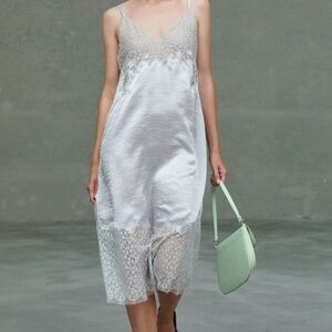 Prada Silver Lace Slip Dress